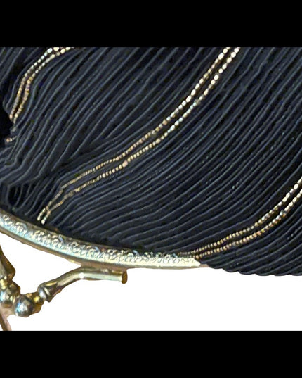Antique gold & black fabric sateen Wristlet change purse 1800s-1900s