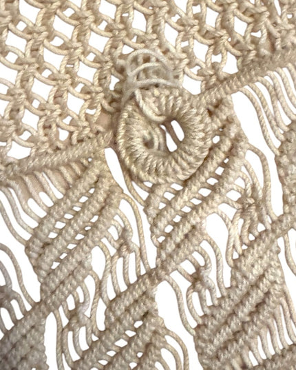 Vintage cotton macrame style purse Boho hippie shoulder bag  1970’s fringe