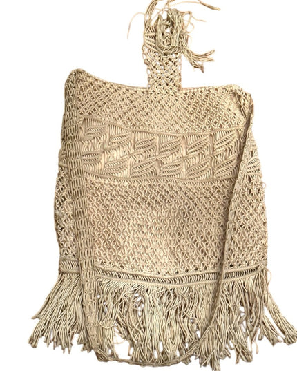 Vintage cotton macrame style purse Boho hippie shoulder bag  1970’s fringe