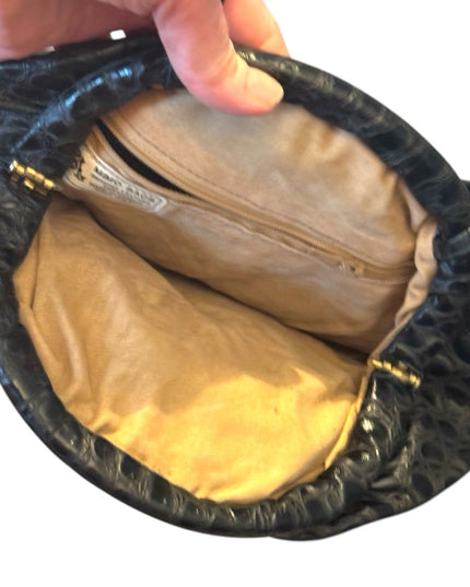 Vintage 1960s Lovely Textured Black Leather  Handbag shoulder purse