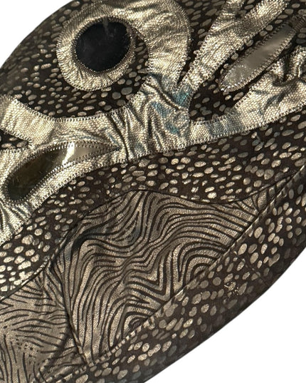 Vintage Reptile printed purse shoulder Bag - Black and Silver leather suede
