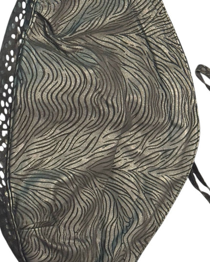 Vintage Reptile printed purse shoulder Bag - Black and Silver leather suede