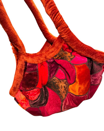 Vibrant Vintage Velvety Patchwork Shoulder Bag Hippie Boho