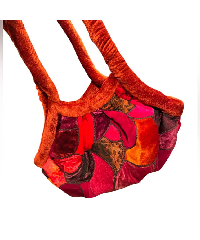 Vibrant Vintage Velvety Patchwork Shoulder Bag Hippie Boho