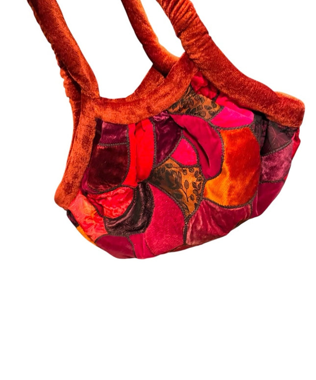 Vibrant Vintage Velvety Patchwork Shoulder Bag Hippie Boho