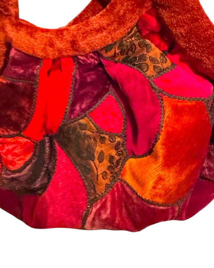 Vibrant Vintage Velvety Patchwork Shoulder Bag Hippie Boho