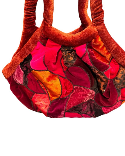 Vibrant Vintage Velvety Patchwork Shoulder Bag Hippie Boho