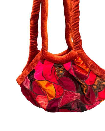 Vibrant Vintage Velvety Patchwork Shoulder Bag Hippie Boho