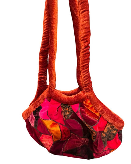 Vibrant Vintage Velvety Patchwork Shoulder Bag Hippie Boho