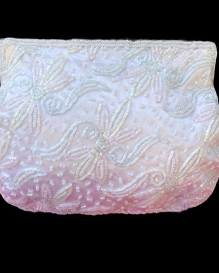 Beautiful beaded vintage purse pastel flowers 1960