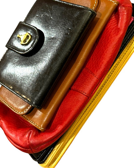 - LOT of 6 Good cond Various  Leather wallets pink black red brown
