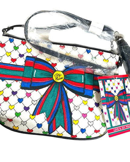 - Brighton NWT Love & Joy Holiday canvas crossbody purse pouch hearts