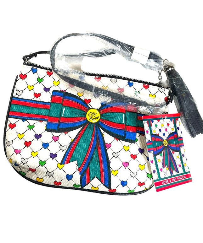 - Brighton NWT Love & Joy Holiday canvas crossbody purse pouch hearts