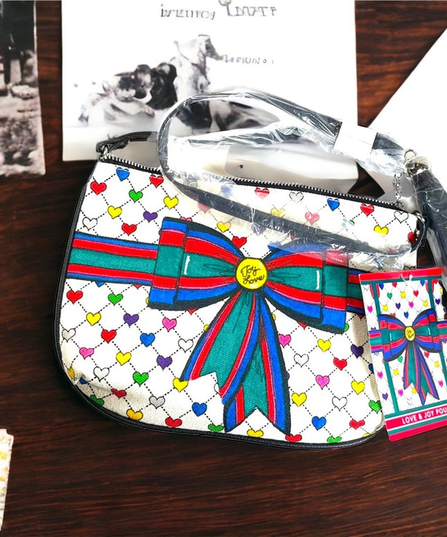 - Brighton NWT Love & Joy Holiday canvas crossbody purse pouch hearts
