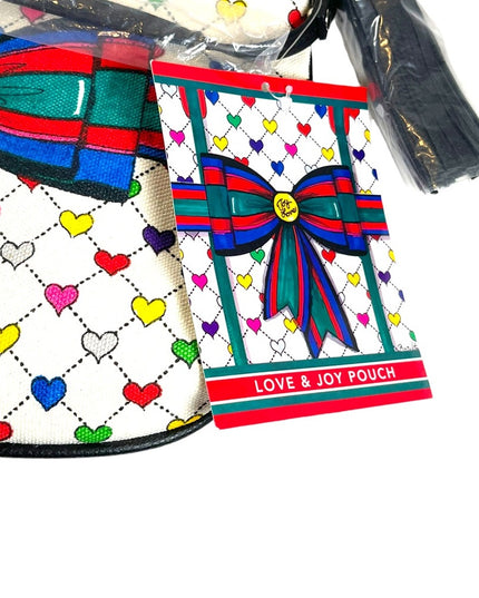 - Brighton NWT Love & Joy Holiday canvas crossbody purse pouch hearts