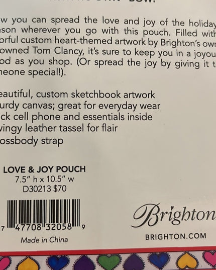 - Brighton NWT Love & Joy Holiday canvas crossbody purse pouch hearts