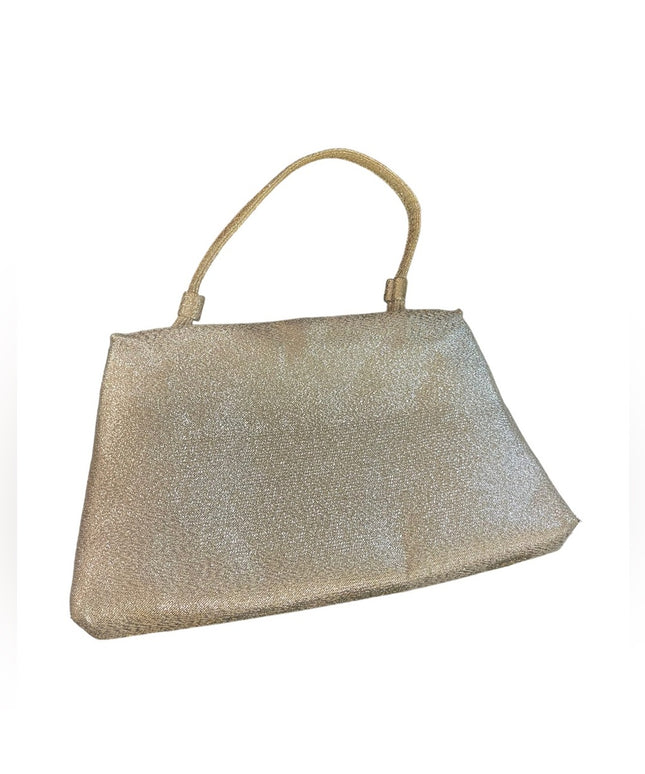 Vintage 1950s Wristlet clutch silver metalic evening even wedding bag party