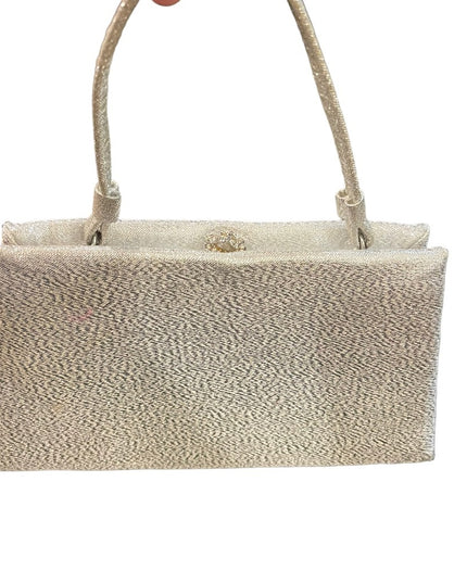 Vintage 1950s Wristlet clutch silver metalic evening even wedding bag party