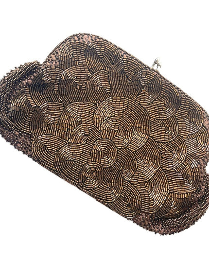 Vintage 1940s Brown microbead small clutch purse