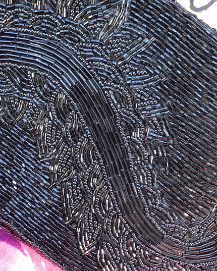 Vintage black bead clutch shoulder bag