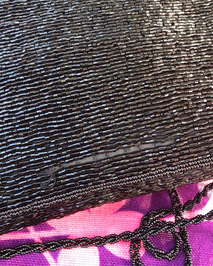 Vintage black bead clutch shoulder bag