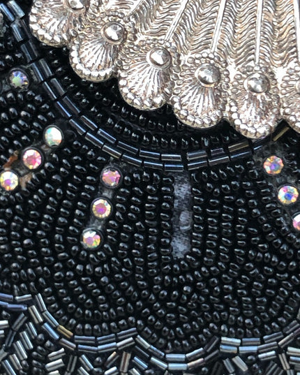 Vintage Black bead evening bag clutch wristlet