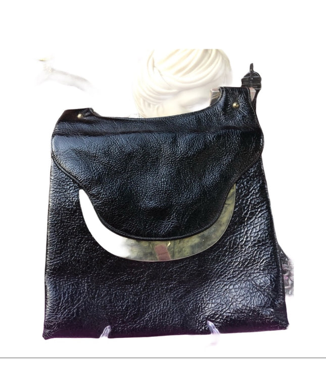 Vintage Black patent leather 1960s GOGO shoulder purse