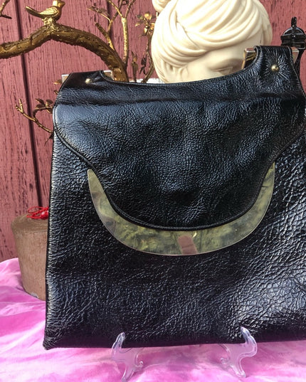 Vintage Black patent leather 1960s GOGO shoulder purse