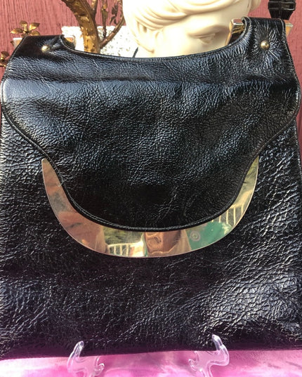 Vintage Black patent leather 1960s GOGO shoulder purse