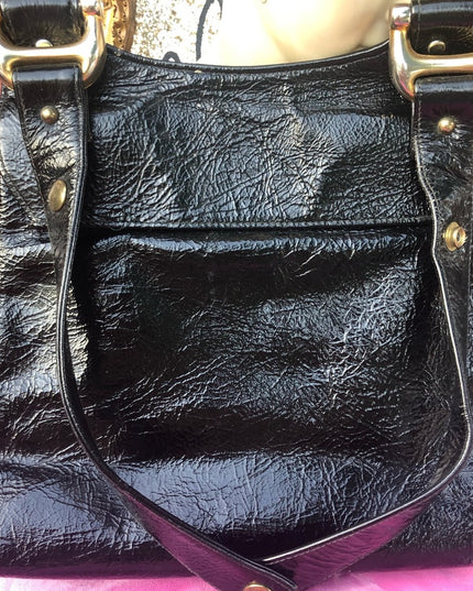 Vintage Black patent leather 1960s GOGO shoulder purse
