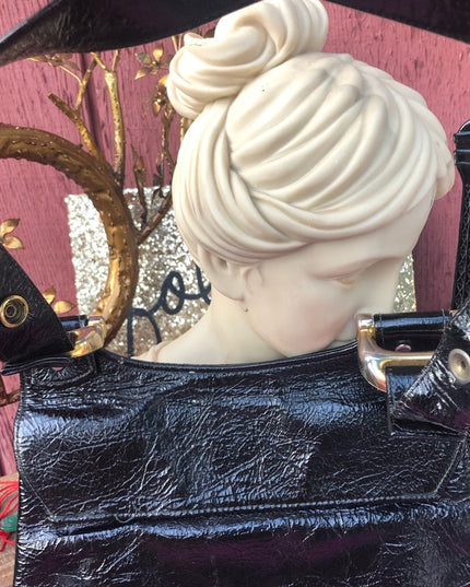 Vintage Black patent leather 1960s GOGO shoulder purse