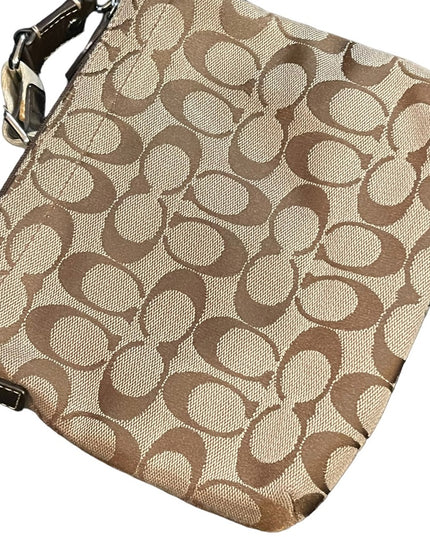Coach canvas cross body C logo monogram brown &  kaki