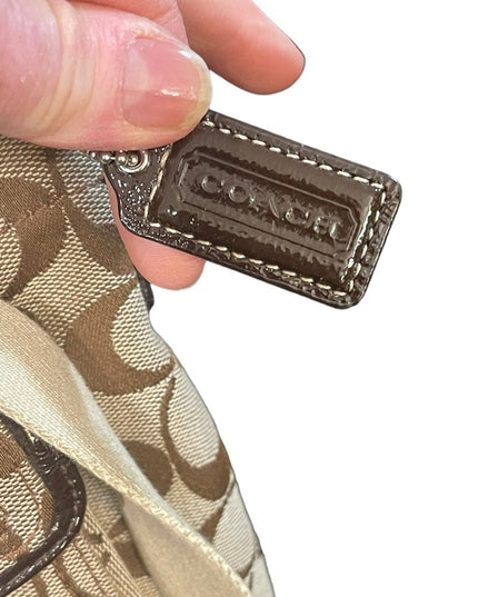 Coach canvas cross body C logo monogram brown &  kaki