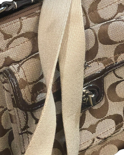 Coach canvas cross body C logo monogram brown &  kaki