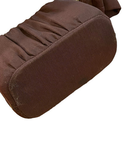 Vintage 1940s Mini Wristlet brown gold hardware Sateen