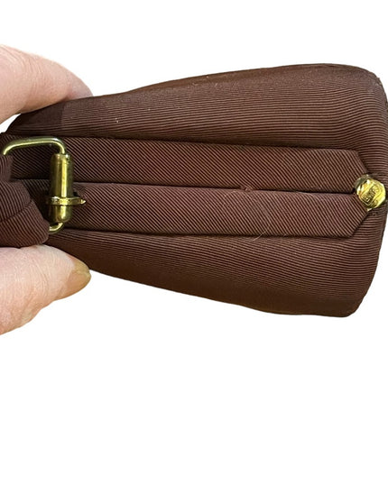 Vintage 1940s Mini Wristlet brown gold hardware Sateen