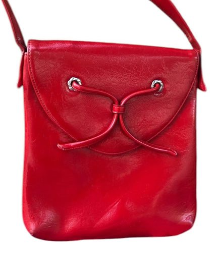 Vintage Nautical Red patent leather shoulder bag hipi boho