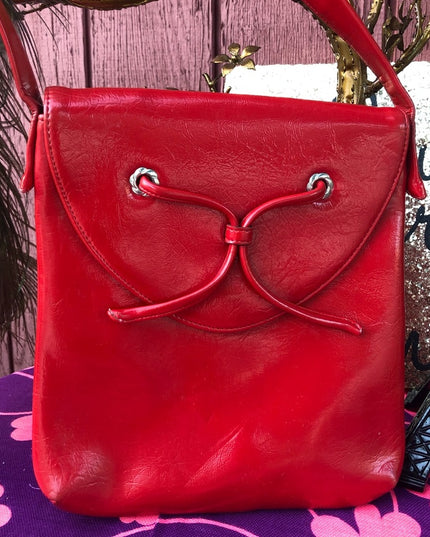 Vintage Nautical Red patent leather shoulder bag hipi boho
