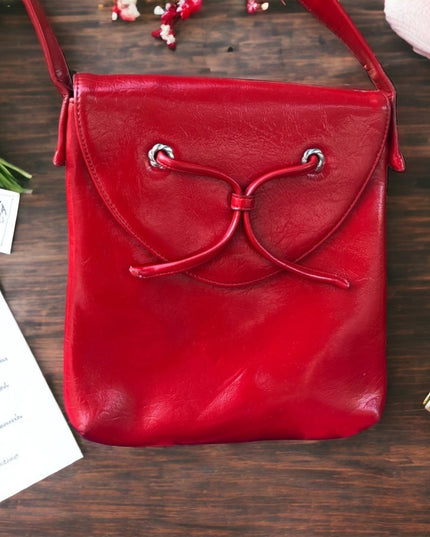 Vintage Nautical Red patent leather shoulder bag hipi boho