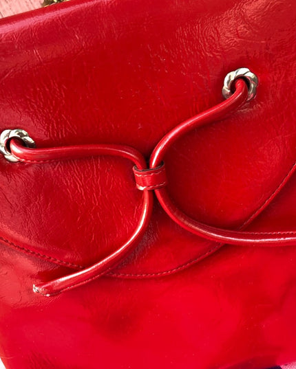 Vintage Nautical Red patent leather shoulder bag hipi boho