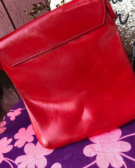 Vintage Nautical Red patent leather shoulder bag hipi boho