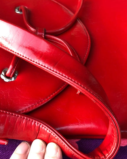 Vintage Nautical Red patent leather shoulder bag hipi boho