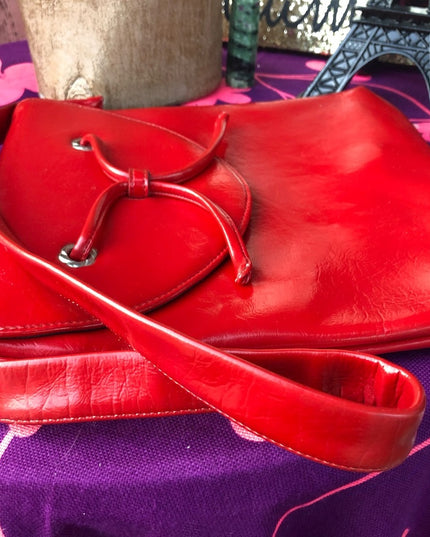 Vintage Nautical Red patent leather shoulder bag hipi boho