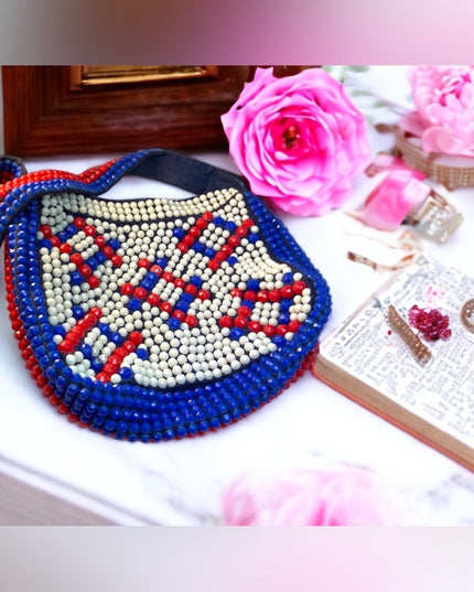 Vintage Large Bead shoulder purse bag c1970s