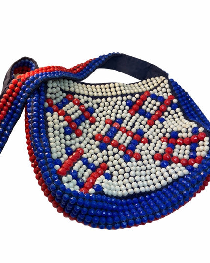 Vintage Large Bead shoulder purse bag c1970s