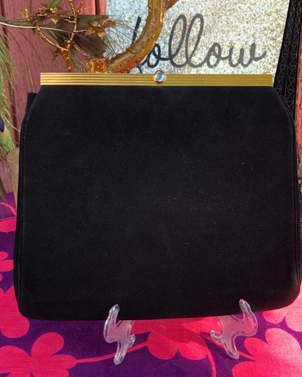 Vintage Koret Black suede purse 1960s Beautiful