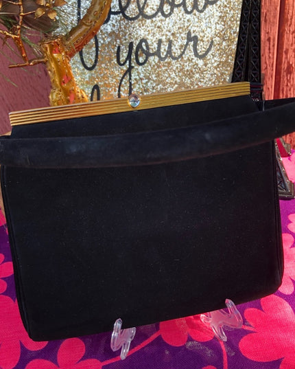 Vintage Koret Black suede purse 1960s Beautiful