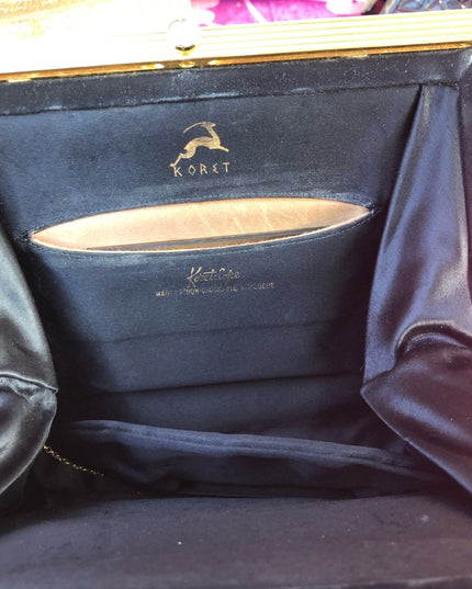 Vintage Koret Black suede purse 1960s Beautiful