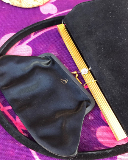 Vintage Koret Black suede purse 1960s Beautiful