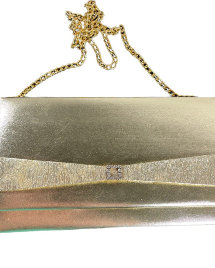 Lovely vintage gold metalic rhinestone evening party event shoulder bag clutch